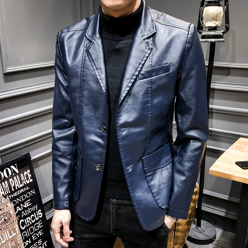 Мужская кожаная куртка Повседневная Деловая Куртка Jaqueta Masculinas Inverno Couro Chaqueta