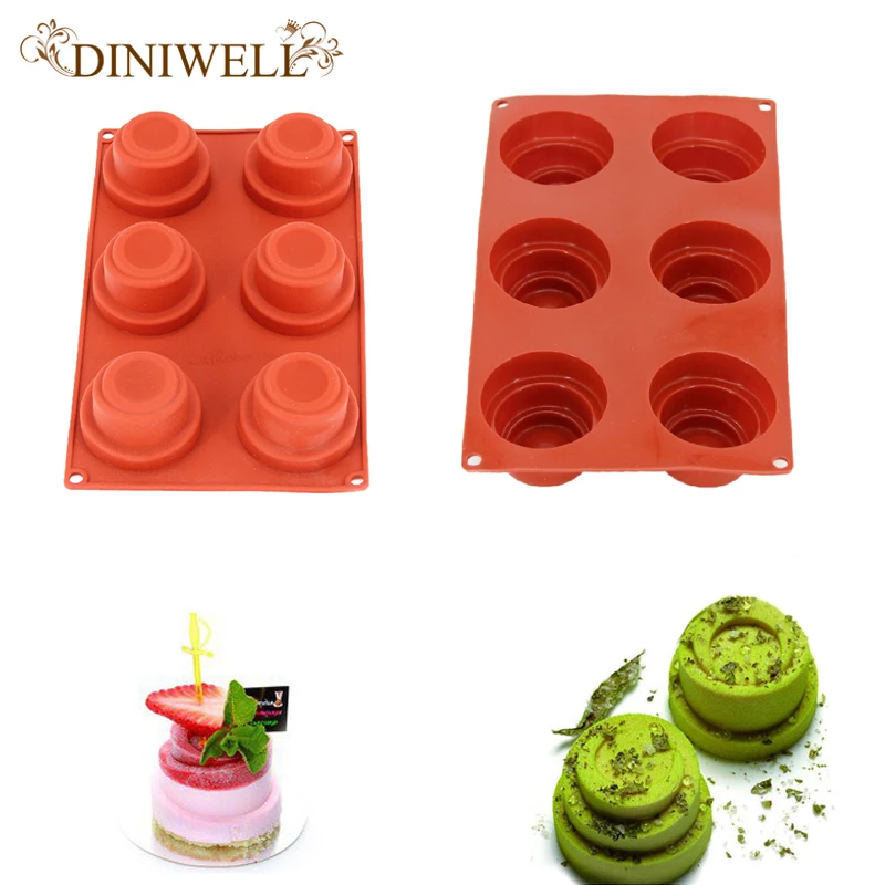DINIWELL Multi Style Dessert Cup 3D Cake Mold 6 holes Art Chocolate