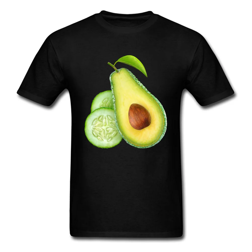 Printed On Avocado and cucumber Men's Top T-shirts Retro Summer Short Sleeve Round Neck 100% Cotton Tees Birthday Clothing Shirt Avocado and cucumber black