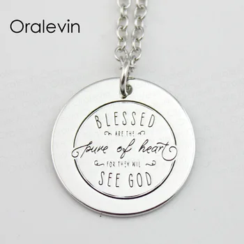 

BLESSED ARE THE PURE OF HEART FOR THEY WILL SEE GOD Inspirational Hand Stamped Custom Necklace Gift Jewelry,#LN617