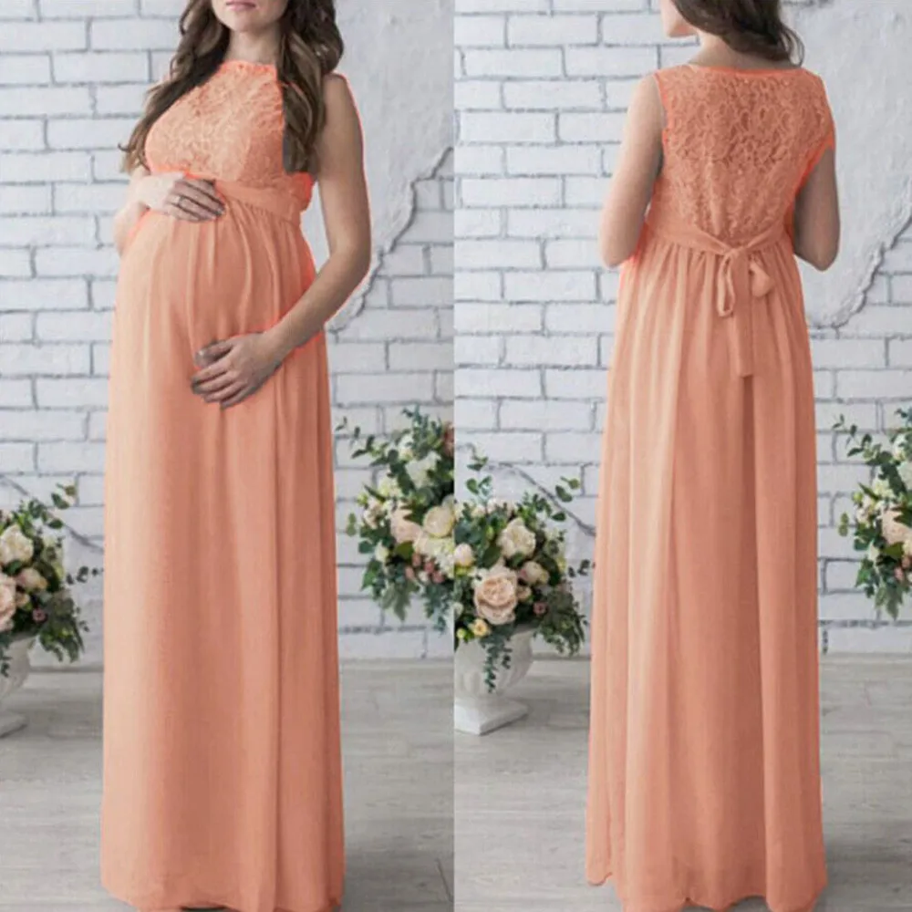 Длинное платье для беременных; реквизит для фотосессии; платье для беременных; платья для фотосессии; платье для беременных; Кружевное платье макси - Цвет: OR