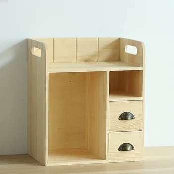 

Creative desktop work drawer type storage box solid wood bedroom sundries commodity shelf desk cafe yellow