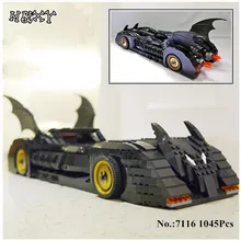 H HXY 7116 1045Pcs Super Hero Batman The Ultimate Batmobile Model Building Kits Blocks Bricks Compatible