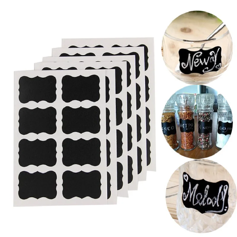 

40 Pcs/set Waterproof Blackboard Sticker Craft Kitchen Jars Organizer Labels Chalkboard Chalk Board Sticker Kitchen Gadgets