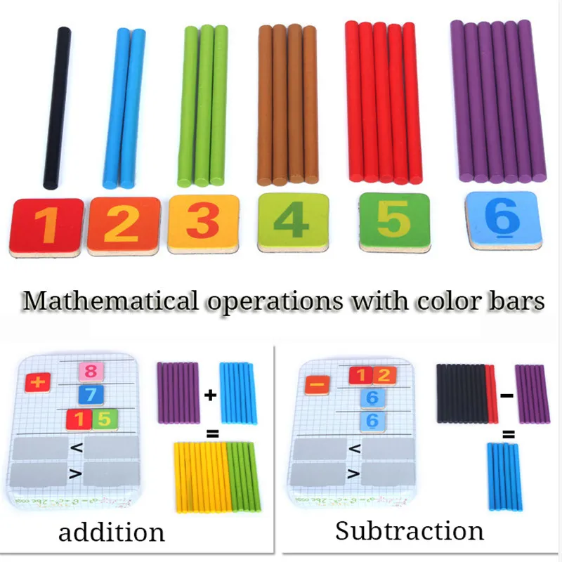 Деревянная игрушка материалы Abacus Подсчет деревянной палочкой с коробкой математику раннего обучения Развивающие игрушки для Для детей