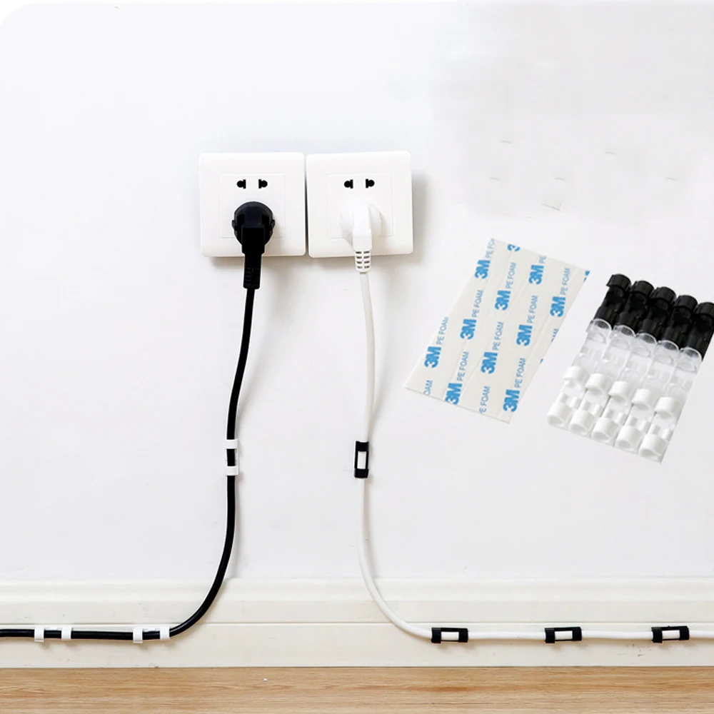 

1Pack 16pcs/20pcs ABS Adhesive Wire Organizer Securing Cable Clamp Storage Clips Data Line Fixed Fit Cables Wire Storage Clips