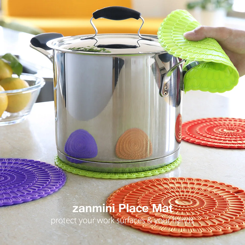 

Zanmini Placemat, Food Safe Silicone Mat Non Slip Table Mat Kitchen Accessories Decoration Home Pad Coaster