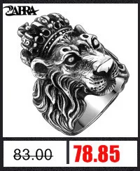 ZABRA Luxury Solid 925 Sterling Silver Men Ring Budda God Head Vintage Black Color Punk Mens Rings Domineering Gothic Jewelry