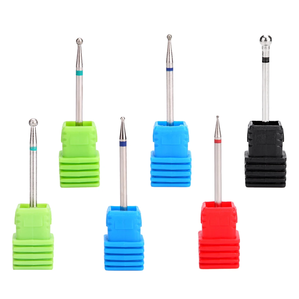 2.35mm Ball Head Nail Drill Bit Polishing Barrel Head Nail Files Bits For Nail Art Manicure Machine Accessories 6Pcs