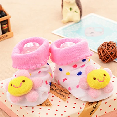 Носки унисекс для малышей Детские хлопковые нескользящие тапочки для малышей с рисунком кролика - Цвет: Pink