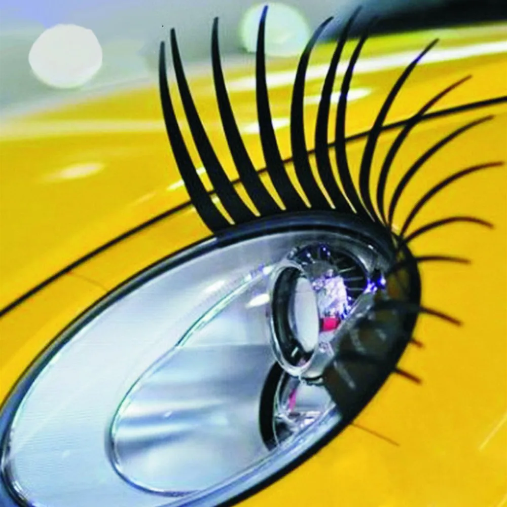 EUROTYPER Charming Black False Eyelashes Car Stickers and Decals Headlight Decoration Car Styling Automobile 3D Eye Lash Sticker
