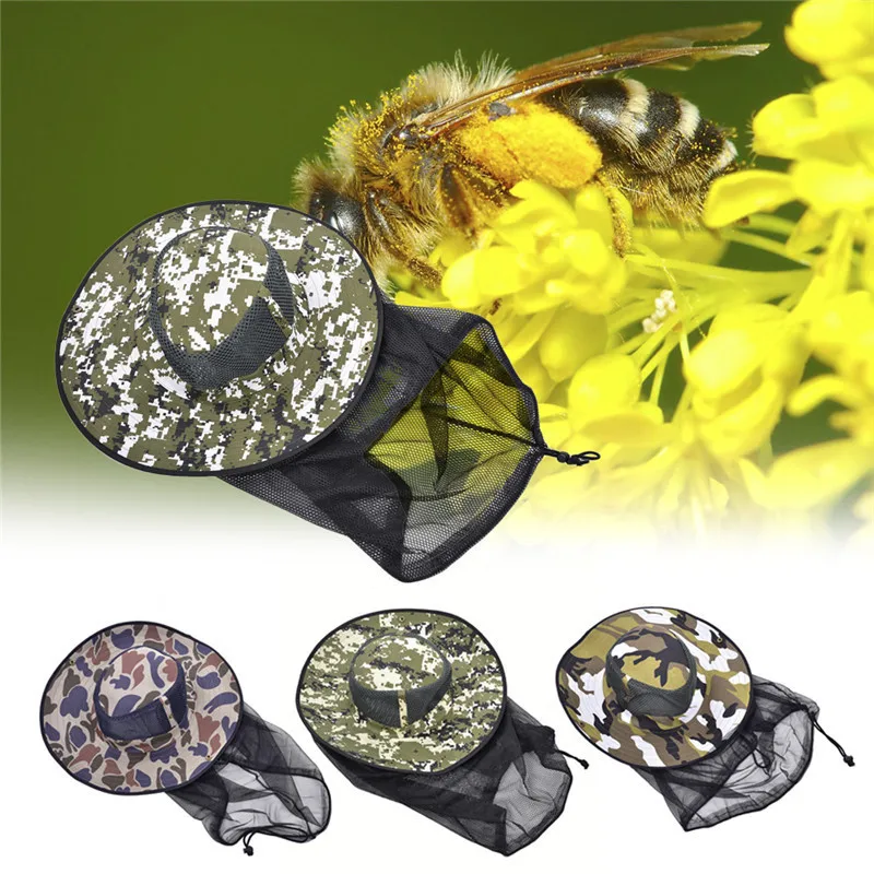 Камуфляжная шляпа с широкими полями и сеткой от комаров|fly net hat|hat insectmosquito hat |