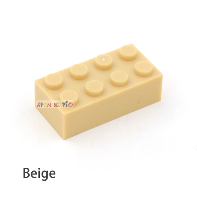 40pcs DIY Building Blocks Thick Figures Bricks 2x4 Dots Educational Creative Size Compatible With 3001 Plastic Toys for Children Beige 40pcs