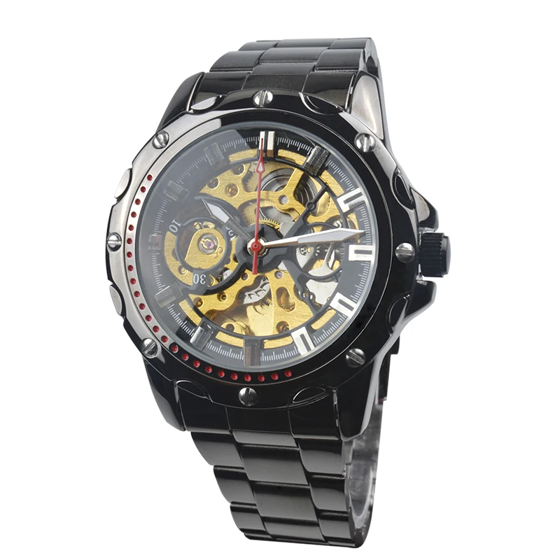 

New Men's Business&Casual Watch Self-wind Auto Mechanical Analog Skeleton Wristwatch Stainless Steel Strap Life Waterproof