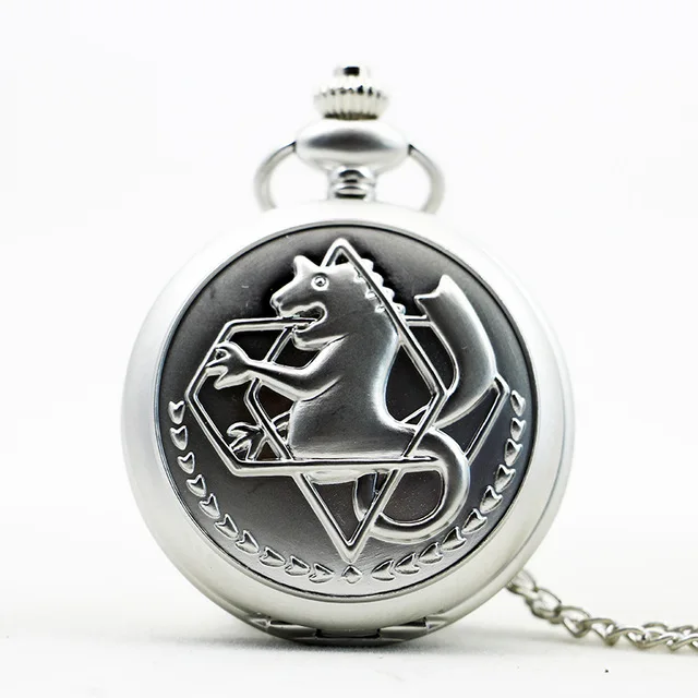 Черный Стальной алхимик кварцевые карманные часы Elric карманные часы с цепочкой ожерелье Аниме мальчики подарок оптом для мужчин и женщин - Цвет: White