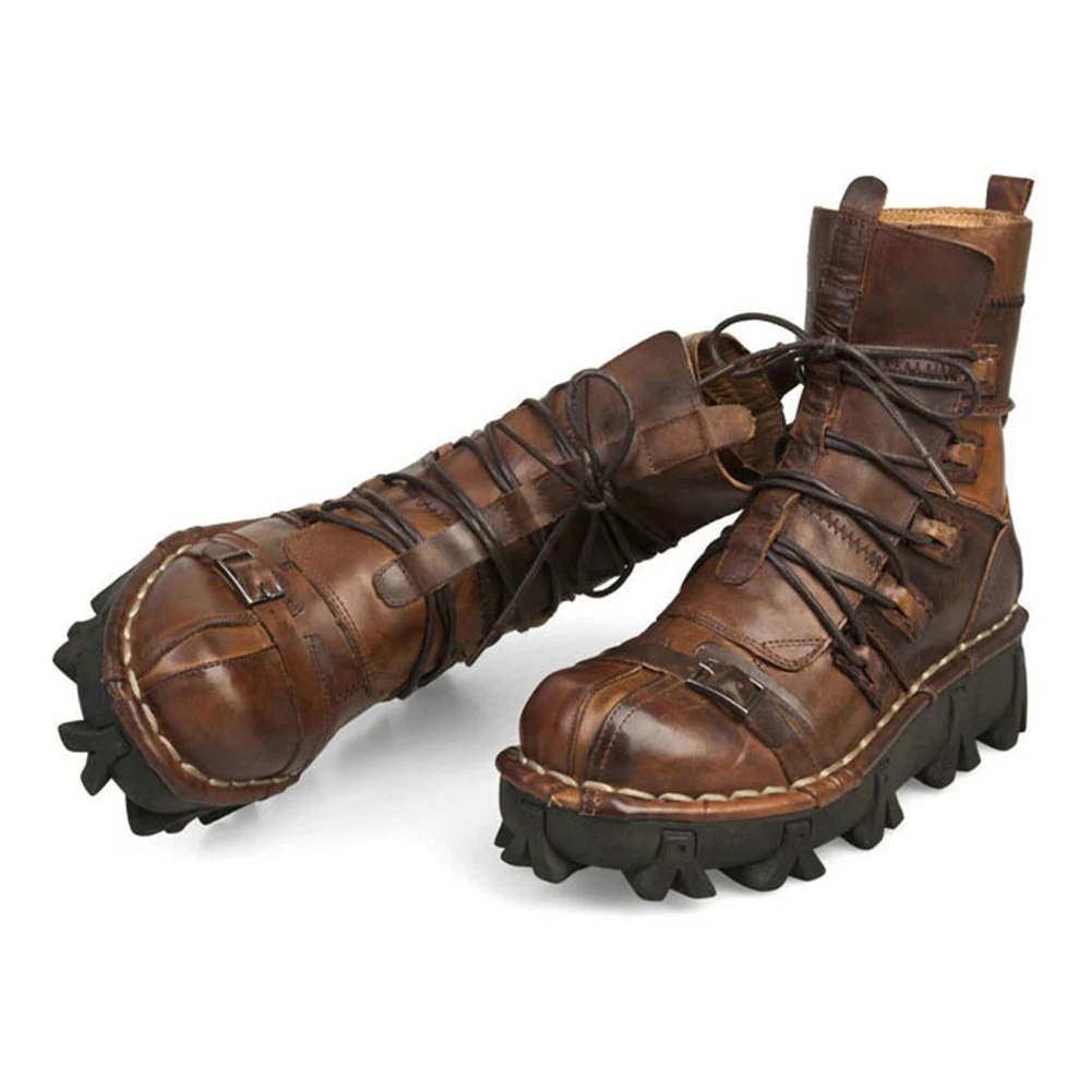 Botas de motocicleta de invierno para hombre Retro genuino cuero de vaca Vintage calavera Punk Casual Martin Boot Moto motociclista equipo de protección Botas de motocicleta de invierno para hombre Retro genuino cuero de vaca Vintage calavera Punk Casual Martin Boot Moto motociclista equipo de protección