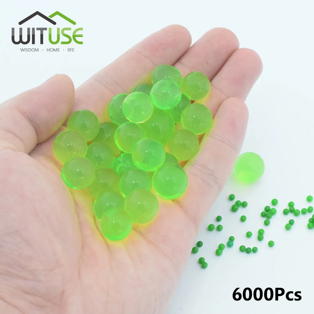 Green WITUSE 6000 шт разноцветные растения цветок желе кристаллическая почва водный жемчуг ваза почвы гелевые бусины шарики бисера Свадебные украшения - Цвет: Green