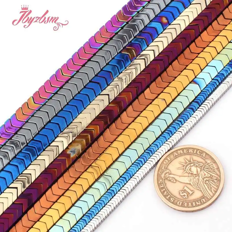 

1x3,3x6,2x6,3x8mm V Shape Colorful Hematite Beads Natural Stone Beads For Necklace Bracelet Jewelry Making 15" Free Shipping