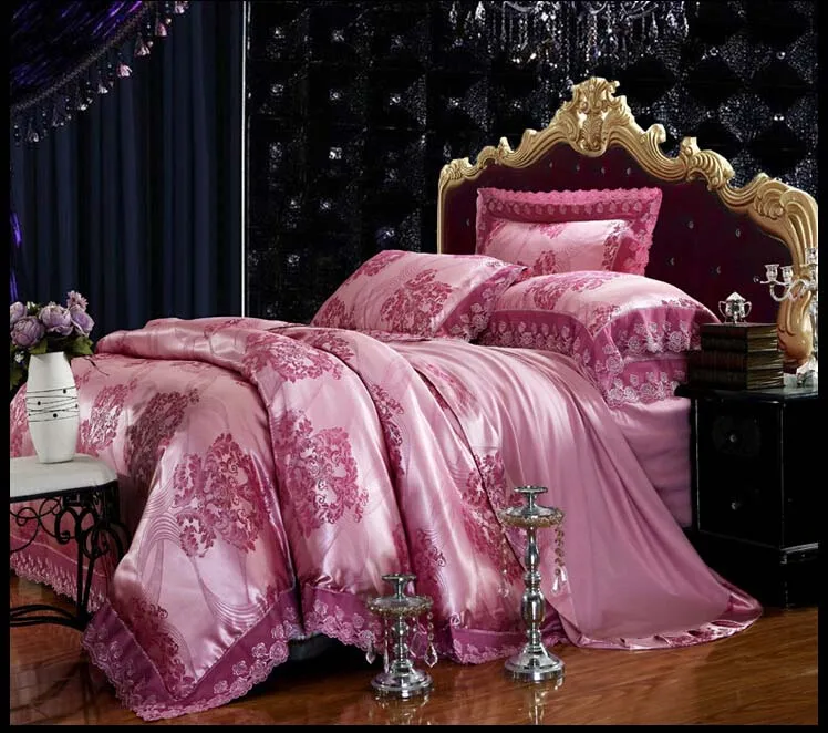 Beauty Romantic 4pcs luxury wedding Modal silk jacquard and cotton