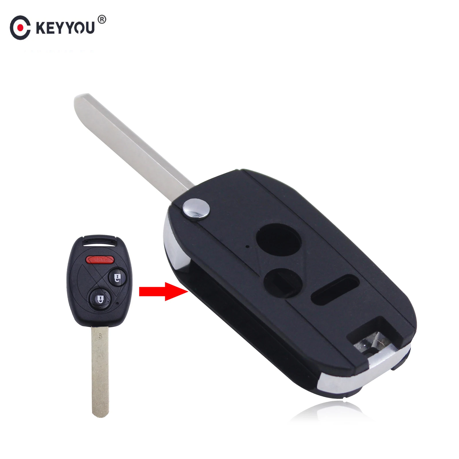 KEYYOU 3 2+1 Buttons Remote Flip Folding Key Shell Case Cover for Honda Accord Civic Pilot Uncut Free Shipping | Автомобили и