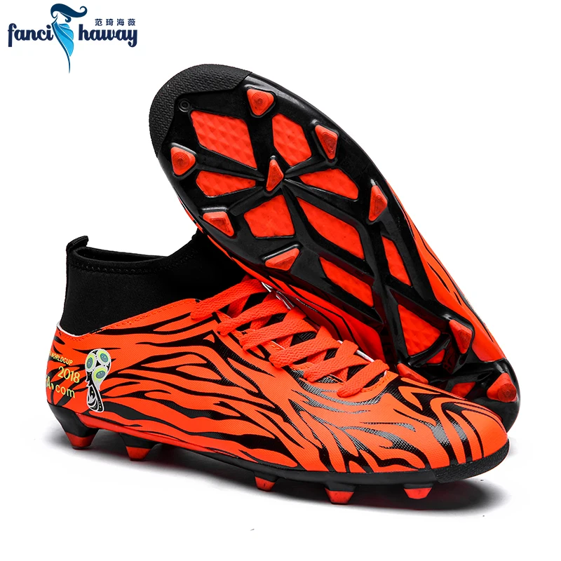 

FANCIHAWAY 2018 New Men Football Boots FG High Ankle Superfly Original Soccer Shoes Professional Outdoor Sock Cleats