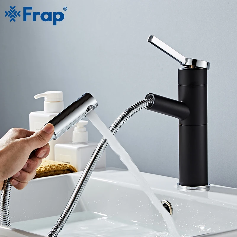 Kaufen FRAP becken wasserhahn pull out badezimmer basin waschbecken wasserhahn einzigen handgriff wasserfall wasserhahn kalt und heißer Wasser Kran Schiff Sinken mixer