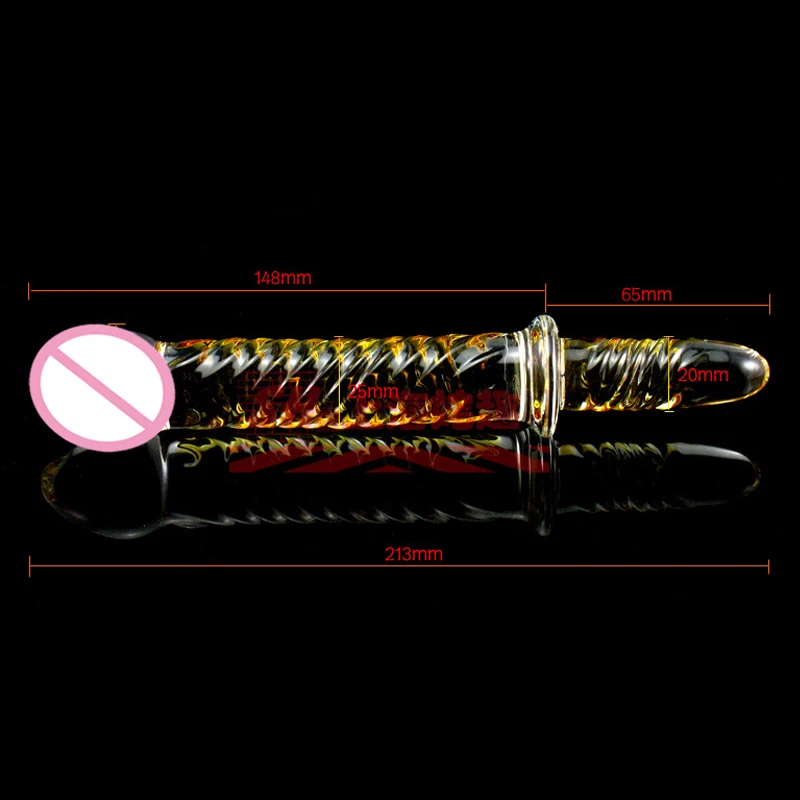 Golden Transparent Glass Dildo with Handle Sex Stimulator Pleasure Wand Adult Crystal Female Sex Products woman butt plug