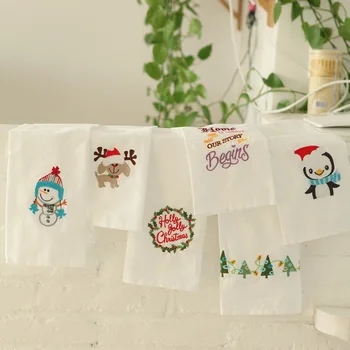 

Junwell 4PCS / SET Cotton Embroidery Dishtowel Kitchen Towel Dish Towel Cleaning Cloth Tea Towel Seasonal Table Napkin