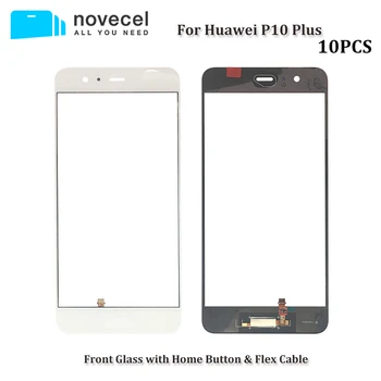 

10PCS Novecel LCD Front Touch Screen Glass Outer Lens Panel Replacement For Huawei P10 Plus with Home Button with Flex Cable