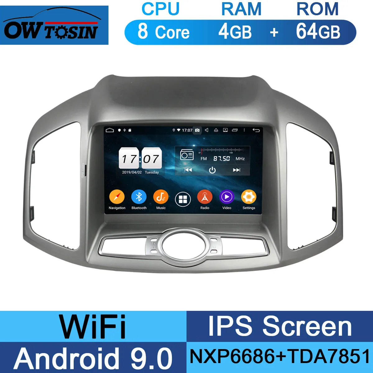 " ips 1920*1080 8 Core 4G ram+ 64G rom Android 9,0 автомобильный dvd-плеер для Chevrolet Captiva 2011- DSP радио gps Parrot BT Adas - Цвет: 64G