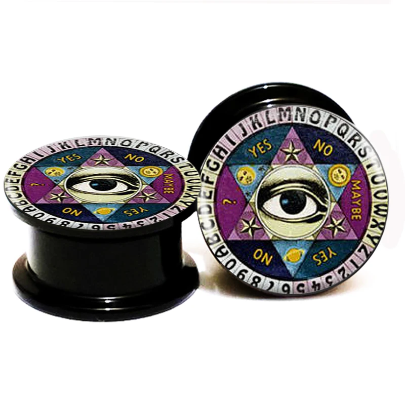 2pcs/Lot Black Acrylic Optus Ouija Board Ear Plugs Screw Fit Gauges 6MM-25MM 2G-1'' AB082973 | Украшения и аксессуары