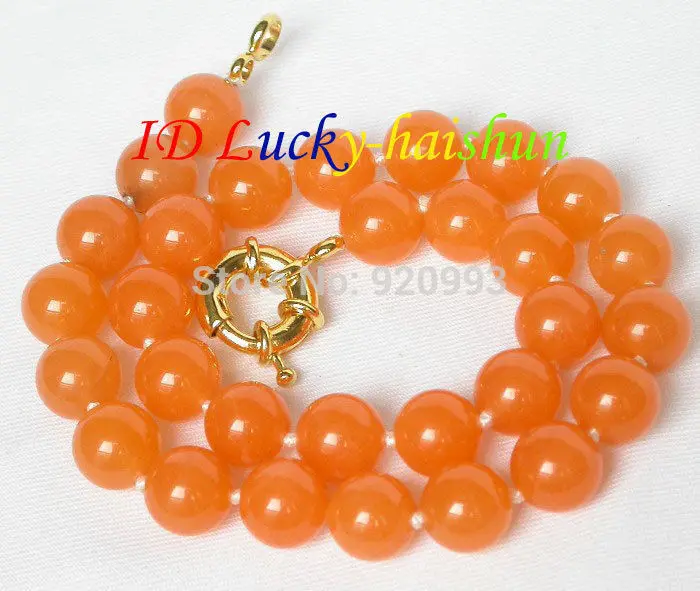 

Wholesale&FREE P&P*Amazing! 17" 12mm round salmon pink jade necklace