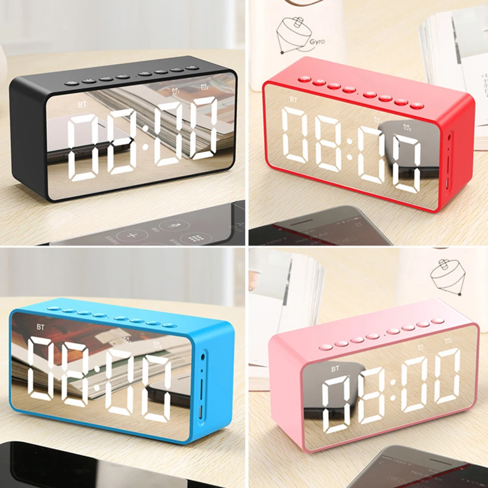 BT506 Wireless LED Display Mini Mirror Screen Alarm Clock Bluetooth Speaker Gift hot