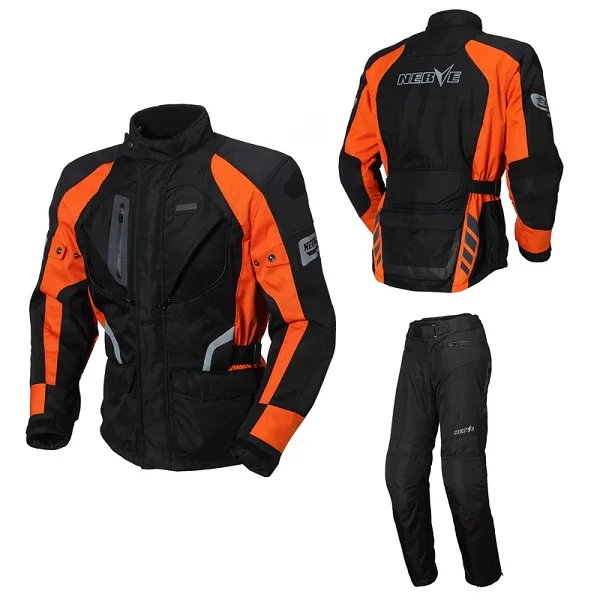 Нерв бренд мотоциклетная куртка Высокое качество Германия для мужчин открытый езда на мотоциклах костюм куртка брюки мотокросса наборы протектор CE - Цвет: Suit Orange