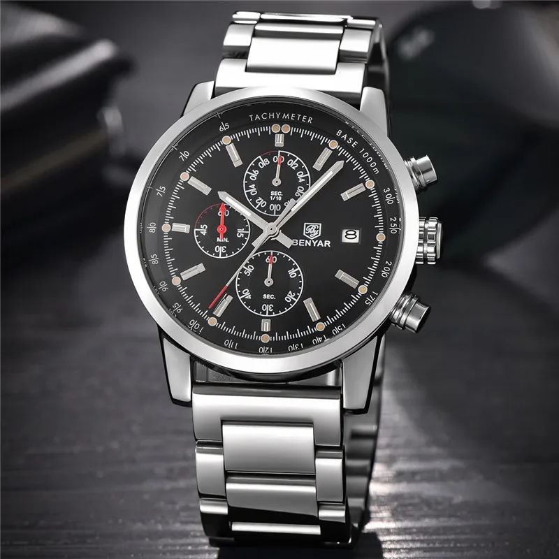 

BENYAR Men Sport Watches Waterproof Chronograph Relogio Masculino Male Clock Man's Outdoor Stops Military Wrist watches BY-S5102