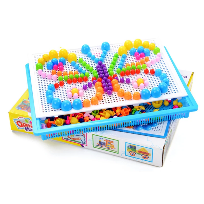 

296Pcs Mushroom Nail Puzzle Toys 3D Mosaic Picture Puzzle Toys Children Learning Educational Toys