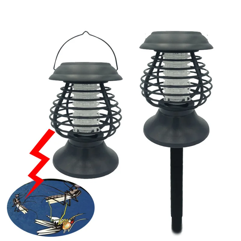 1pc Hot Sale Solar Insect Killer Mosquito Lamp White Light Purple Outdoor Lawn Led Electronic Mosquito Lamp