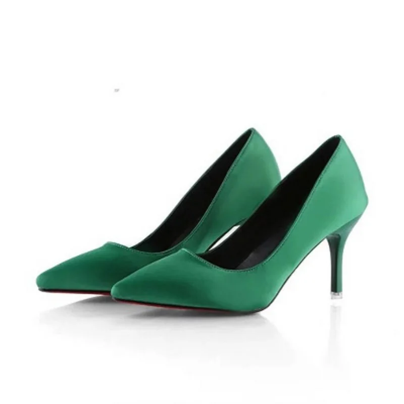 

Sexy red high heels bridal shoes wedding shoes silk satin single shoes pointed shoes stiletto