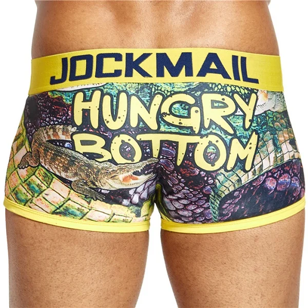 JOCKMAIL, сексуальное мужское нижнее белье, боксеры, игривое, с принтом, для геев, нижнее белье, низкая талия, дышащий, лед, шелк, мультяшный принт, мужские трусы-боксеры - Цвет: 01