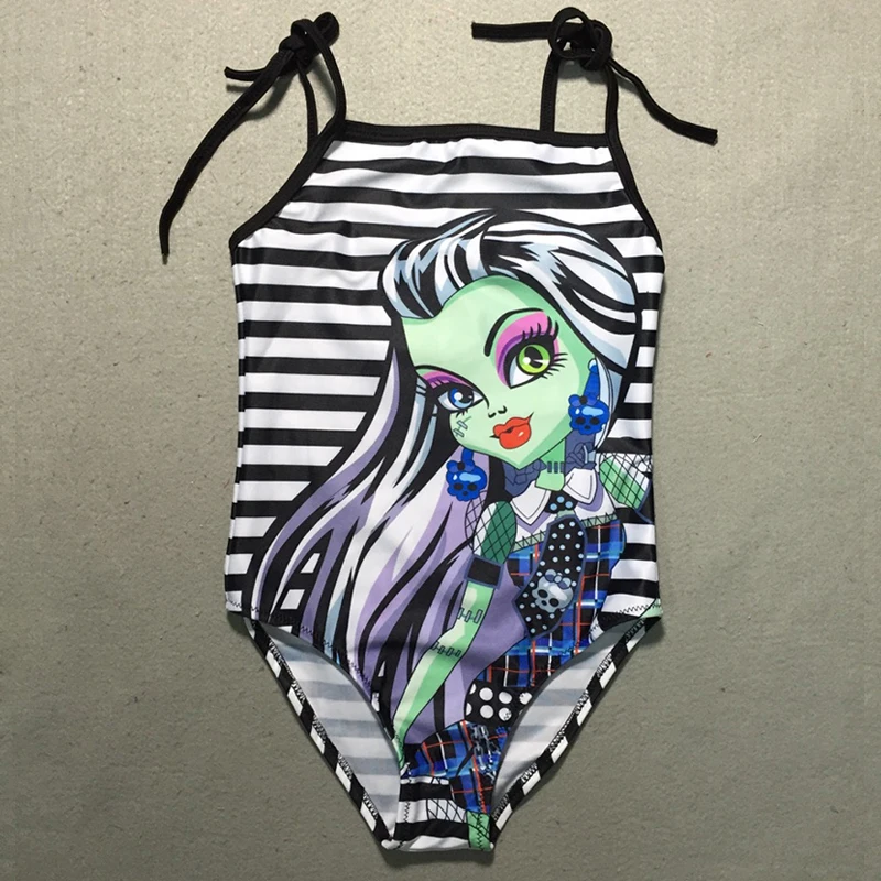 Одежда для купания девочек monster high Цельный купальник дети Раффлед Черный Красный
