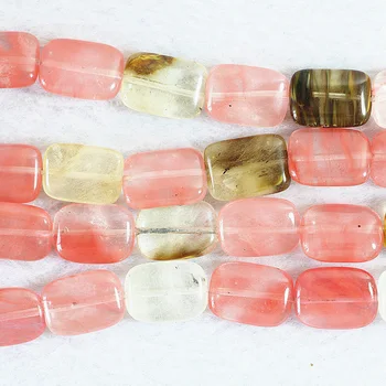 

Fashion watermelon tourmaline stone 10x14mm multicolor rectangle crystal loose beads jewelry making 15inch MY5157