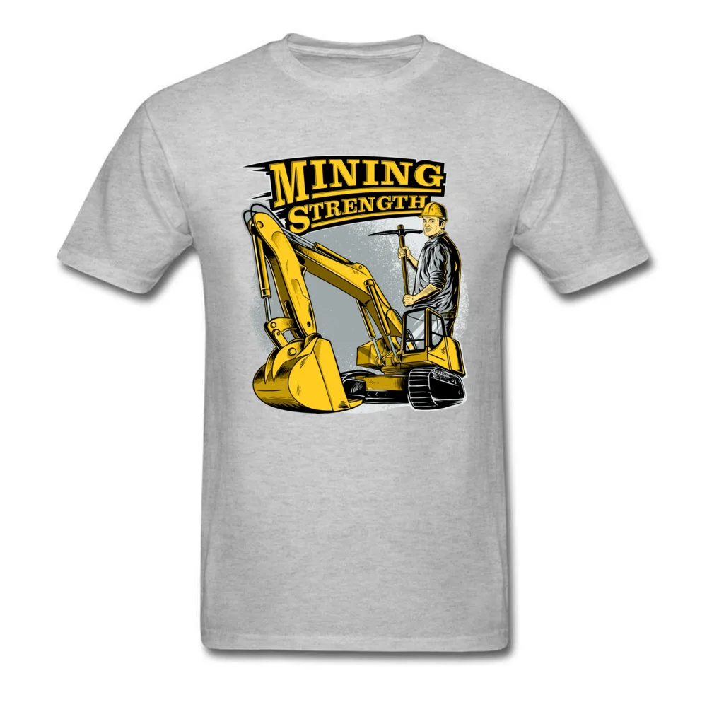 Mining Strength Excavator Young New Arrival Tops Shirt Round Collar Summer Pure Cotton T Shirt comfortable Tops Shirts Mining Strength Excavator grey