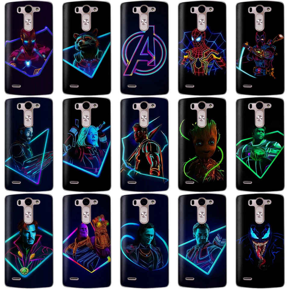 

Fashion Case For LG G6 Q6 Q7 Q8 G7 XPower 2 V30 K7 K8 K10 2017 2018 Marvel Avengers Heroes Spider-Man iron Man silicone Cover
