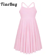 TiaoBug/шифоновое балетное платье-пачка на бретельках для девочек, платье, гимнастический купальник, Детские сценические современные костюмы для лирических танцев