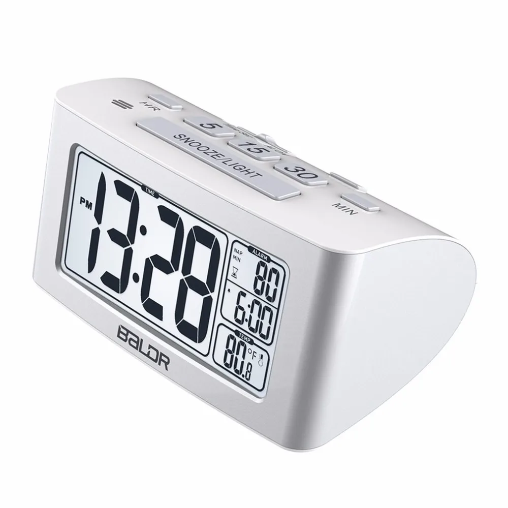 

BALDR B0117ST LCD Digital Nap Timer Temperature Time Display Watch White Backlight Thermometer Bedroom Snooze Alarm Clock