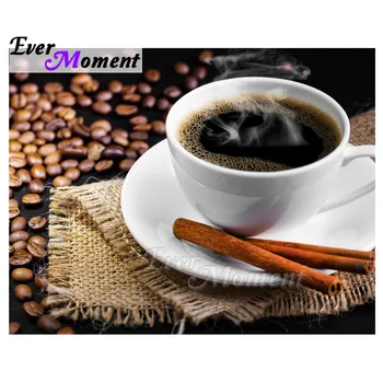 

Ever Moment Diamond Painting Hot Coffee Full Square Drill Wall Decoration Cross Stitch Diamond Embroidery Rhinestone 3F1627