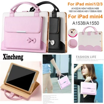 

Fashion Handbag Case for iPad Mini 1 2 3 4 Bow Stand Bags Cases Cover for Mini 4 Girl Ladies Handbag PU Leather Protective Case