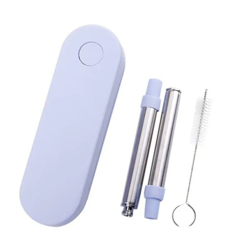 

Reusable Metal Drinking Straws Stainless Steel Folding Telescopic Straws Metal Straw with Brush Storage Box Bar Accessories A