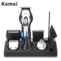 Kemei 100-240 В 11 в 1 Cordless профессиональная машинка для стрижки волос триммер Бритва нос ухо триммер Мощный волос бритья машина 4 расчески