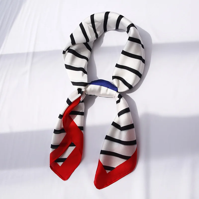 

Yishine 70x70CM 5Colors Women Polyester Silk Scarf Diagonal Stripe Striped Prints Summer Satin Long Wraps Rhombic Scarves Shawl